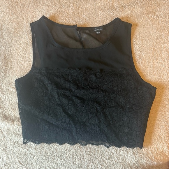 Soprano Black Lace Sleeveless Top - Picture 6 of 11